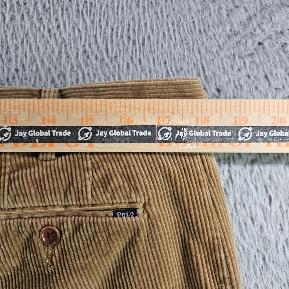 Polo Ralph‎ Lauren Mens Corduroy Pants Tan Classic Fit Stretch 36x23 Cropped